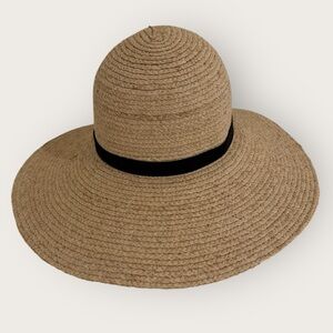 Bruno Magli Raffia Straw Braided Sun Hat Women's One Size Tan Natural Wide Brim